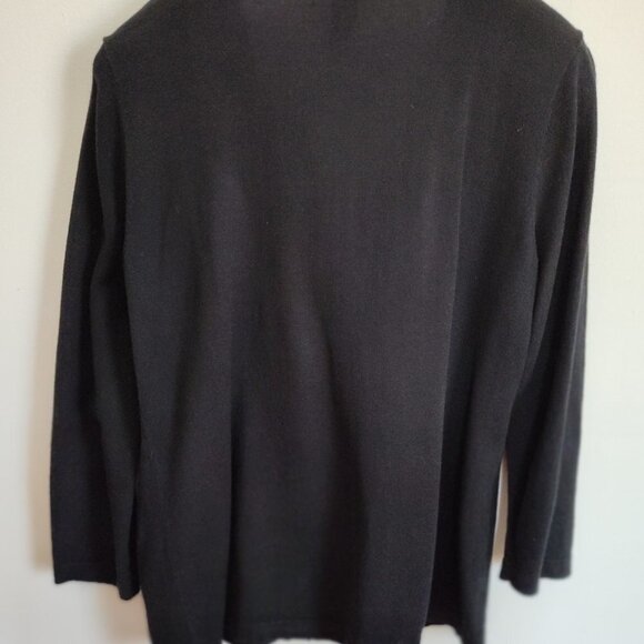 Ladies Petite SZ PM Alfani Black Grosgrain Ribbon Trim Cardigan - Picture 3 of 3